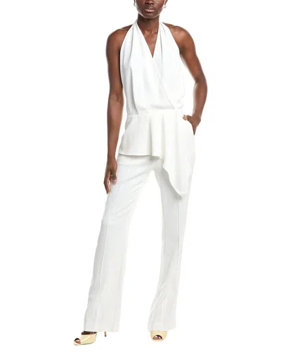 Reiss April Bridal Halter Plunge Jumpsuit In White
