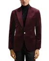 Reiss Mens Bordeaux Apsara Peak-lapel Single-breasted Stretch-velvet Blazer In Burgundy