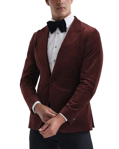 Reiss Apsara Velvet Suit Jacket In Burgundy
