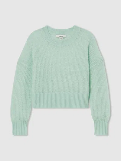 Reiss Kids' Aqua Aluna 13-14 Yrs Rib-knit Jumper With Wool And Alpaca In Green