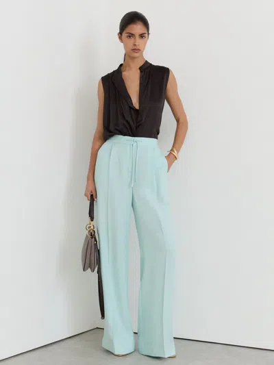 Reiss Aqua Blue Wide-leg Drawstring Trousers