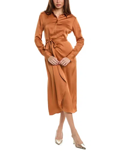 Reiss Arabella Shirt Midi Dress In Brown