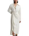 Reiss Cream Satin Shirt-style Midi Dress