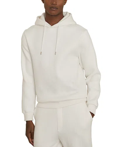 Reiss Arelo Regular Fit Ribbed Hoodie In White