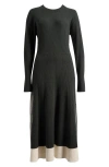 Reiss Aria Long Sleeve Rib Maxi Dress In Green