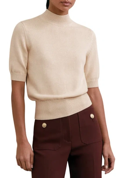 Reiss Aria Mock Neck Cotton & Wool Sweater In Neutral