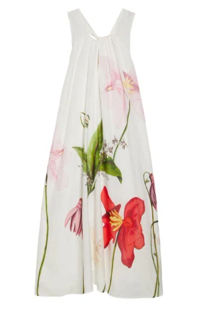 Reiss Aria Placed Floral Shift Dress In Ivory