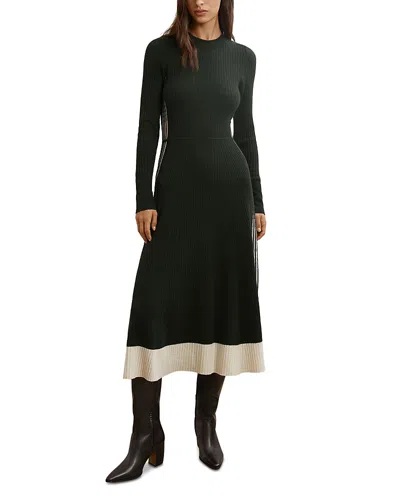 Reiss Aria Side Stitch Knit Midi Dress In Black