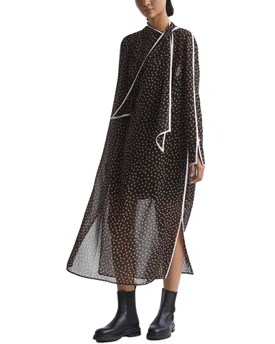 Reiss Aria Spot Print Midi Dress In Black
