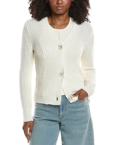 Reiss Ariana Chunky Rib Linen-blend Cardigan In White