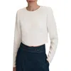 Reiss Ariana Long Sleeve Crop Top In Cream
