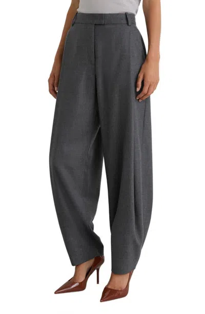 Reiss Aries Pleated Barrel Leg Wool Blend Pants In Gray