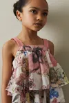 Reiss Pink Print 9-13 Yrs Tiered Floral Print Top Co-ord