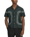 Reiss Mens Emerald Arlington Stripe-embroidered Relaxed-fit Cotton Shirt In Emerald