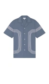 Reiss Arlington Mercerized Cotton Regular Fit Button Down Camp Shirt In Blue