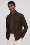 Reiss Arlo Regular-fit Long-sleeve Cotton Overshirt In Chocolate