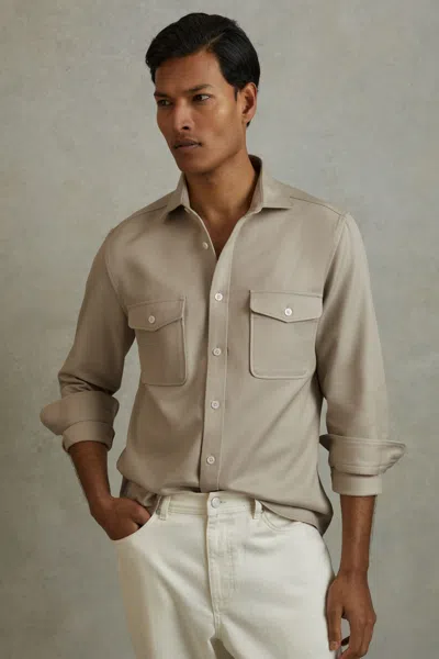 Reiss Stone Arlo Cotton Canvas Overshirt