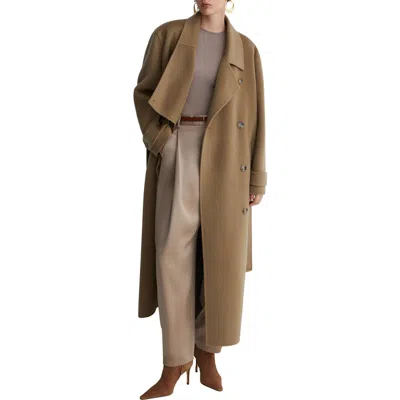 Reiss Arlo Double Breasted Wool Blend Coat In Brown