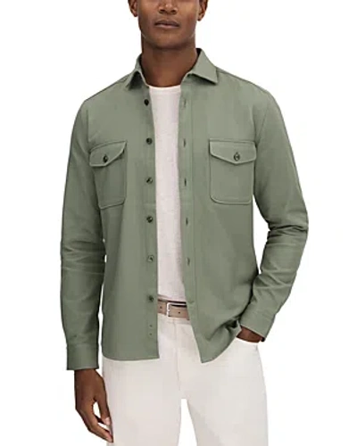 Reiss Arlo Long Sleeve Textured Canvas Shirt In Pistachio