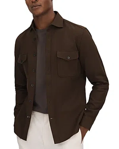Reiss Arlo Textured Canvas Jacket In Chocolate