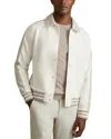 Reiss Optic White/soft Grey Melange Arnold Hybrid Interlock Jersey Bomber Jacket In Optic White