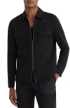 Reiss Black Technical Zip-through Overshirt In Black
