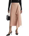 Reiss Camel High Rise Ruffle Midi Skirt In Brown