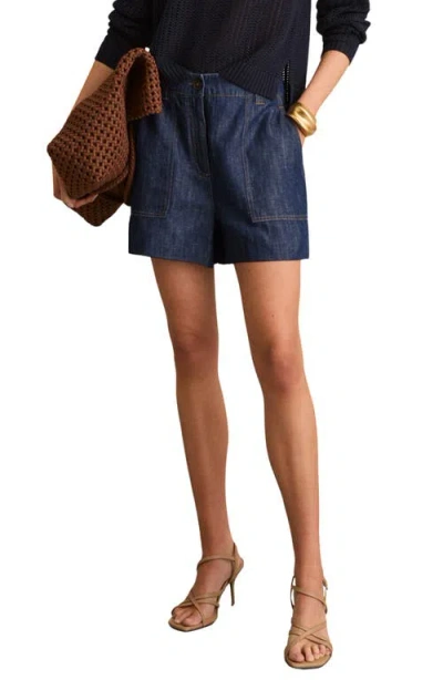 Reiss Ashby Linen Shorts In Blue