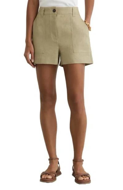 Reiss Ashby Linen Shorts In Green