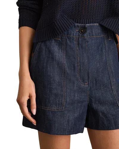 Reiss Ashby Linen Shorts In Indigo