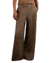 Reiss Petites Ashby Linen Wide Leg Pants In Brown