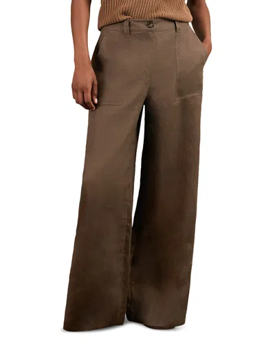 REISS ASHBY LINEN WIDE LEG PANTS