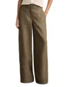Reiss Khaki Linen Wide Leg Trousers In Khaki