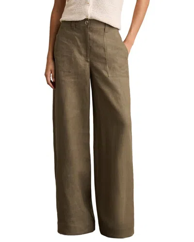 Reiss Ashby Linen Wide Leg Trouser In Brown