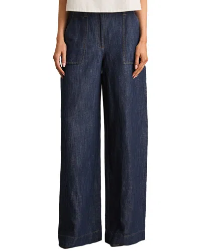 Reiss Ashby Linen-blend Wide Leg Trouser In Indigo