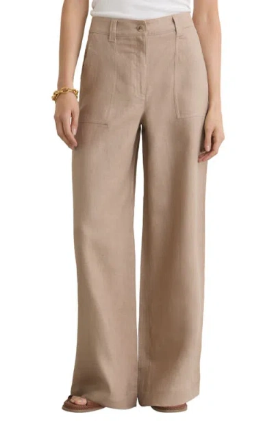 Reiss Ashby Wide Leg Linen Pants In Gray