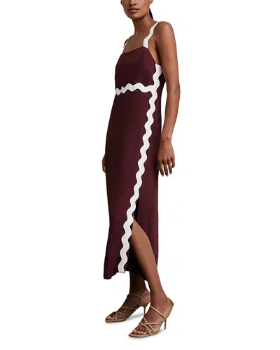 Reiss Asher Wave Craft Midi Dress In Brown