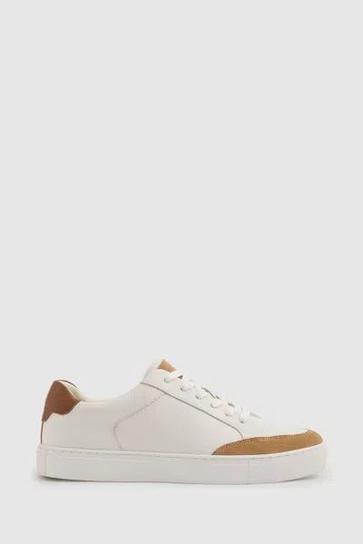 Reiss Camel/ecru Ashley Leather Suede Detail Trainers