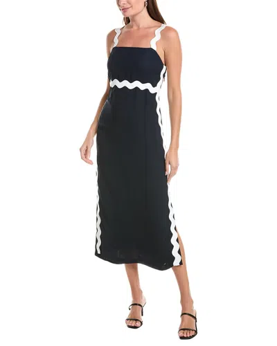 Reiss Ashley Wave Trim Crepe Dress In Yellow