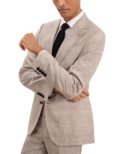 Reiss Ashton Linen Check Regular Fit Notch Lapel Blazer In Oatmeal