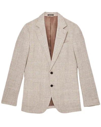 Reiss Ashton Notch Linen Formal Jacket In Neutral