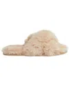Reiss Nude Aspen Faux Fur Slippers In Brown
