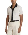 Reiss Mens White Navy Aster Short-sleeved Cotton Shirt In White/navy