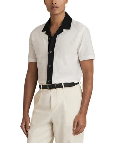 REISS ASTER TEXTURED COLORBLOCK CUBAN SHIRT