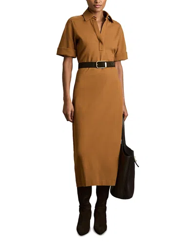 Reiss Astrid Collared Jersey Bodycon Dress In Mustard