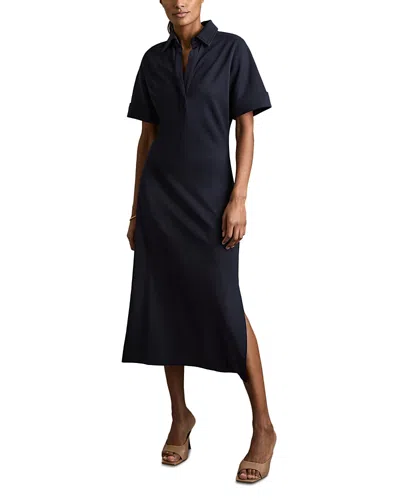 Reiss Astrid Collared Jersey Bodycon Dress In Navy