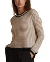Reiss Astrid Linen-blend Tipped Stitched Jumper In Neutral