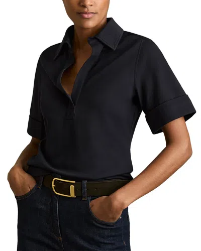Reiss Astrid Open Collar Polo In Blue