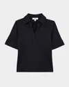 Reiss Astrid Open-collar Polo Shirt In Navy