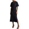 Reiss Navy Jersey Open-collar Bodycon Dress In Blue